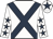 White, dark blue cross belts, white sleeves, dark blue stars, white cap, dark blue star