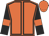 Orange, black seams, black sleeves, orange armlets, orange cap
