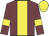 Garnet body, yellow stripe, garnet arms, yellow armlets, yellow cap
