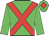 Lime green, red cross sashes, red diamond on cap