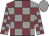 Grey body, garnet checked, grey arms, garnet checked, grey cap