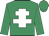 Emerald green, white cross of lorraine, emerald green cap