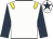 White, yellow epaulettes, dark blue sleeves, white cap, dark blue star