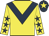Yellow, dark blue chevron, dark blue stars on sleeves, dark blue cap, yellow star