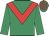 Emerald green, red chevron, striped cap