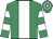 Emerald green, white panel, hooped sleeves & cap