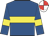 Royal blue, yellow hoop, yellow armlet, red & white quartered cap