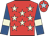 Red, beige stars, royal blue sleeves, beige armlet, red cap, light blue star
