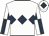 White, dark blue diamond hoop, quartered sleeves, white cap, dark blue diamond