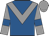 Royal blue, grey chevron, grey sleeves, royal blue armlets, grey cap