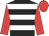 Black, white hoops, red sleeves and cap