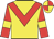 Yellow, red chevron, red sleeves, yellow armlets, yellow and red quartered cap
