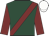 Dark green, maroon sash and sleeves, white cap