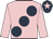 Pink, large dark blue spots, dark blue cap, pink star