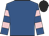 Royal blue, pink hooped sleeves, black cap
