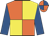 Orange and yellow (quartered), royal blue sleeves, orange and royal blue quartered cap
