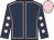 Dark blue, pink seams, dark blue sleeves, pink spots and cap