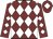Maroon and white diamonds, maroon cap, white diamond