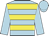 Light blue, yellow hoops, light blue sleeves and cap