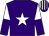 purple, white star, white and purple halved sleeves, purple and white striped cap