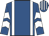 Royal blue, white braces, white chevrons on sleeves, striped cap