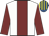 White, maroon panel & sleeves, royal blue & yellow striped cap