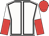 White, black seams, red & white halved sleeves, red cap