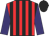Red & black stripes, purple sleeves, black cap