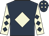Dark blue, beige diamond, beige sleeves, dark blue diamonds, dark blue cap, beige diamonds