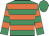 Emerald green, orange hoops, emerald green cap