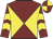 Maroon and yellow diabolo, chevrons on sleeves, quartered cap