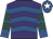 Purple, royal blue chevrons, royal blue and dark green chevrons on sleeves, royal blue cap, white star