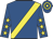 Royal blue, yellow sash, royal blue sleeves, yellow stars, hooped cap