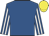 ROYAL BLUE, WHITE striped sleeves, YELLOW cap