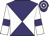 Purple and white diabolo, white sleeves, purple armlets, purple and white hooped cap