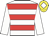 White body, red hooped, white arms, yellow cap, white diamond