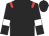 black, red epaulets, black sleeves, white armlets, black cap
