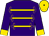Purple, gold braid, gold cuffs, gold cap with black button,