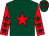 Dark green, red star, red sleeves, dark green stars, dark green cap, red stars