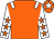 Orange, white epaulettes, white sleeves, orange stars, orange cap, white star