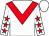 White, red chevron, red stars on sleeves, white cap