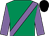 Emerald green, mauve sash & sleeves, black cap
