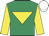 emerald green, yellow inverted triangle, yellow sleeves, white cap