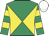 Emerald green and yellow diabolo, hooped sleeves, white cap