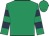 Emerald green, emerald green and dark blue hooped sleeves