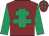 Maroon, emerald green cross of lorraine & sleeves, emerald green spots on cap