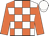 White body, orange checked, orange arms, white cap