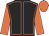 Black, orange seams, sleeves and cap