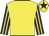 Yellow, black and yellow striped sleeves, yellow cap, black star