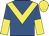 Royal blue, yellow chevron, halved sleeves, yellow cap